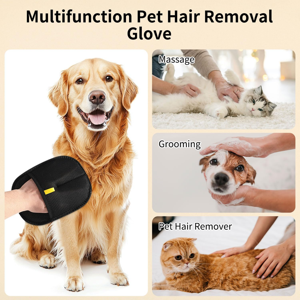 Multifunction pet hair removal glove - massage, grooming, hair removal